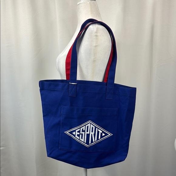 Esprit Blue and Red Tote Bag - Picture 3 of 11